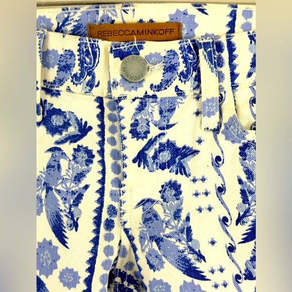 Rebecca Minkoff Designer Low Rise Jane Skinny Jeans Blue & White Birds S… - Picture 4 of 10